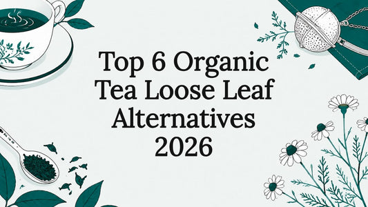 Decorative organic tea title card illustration